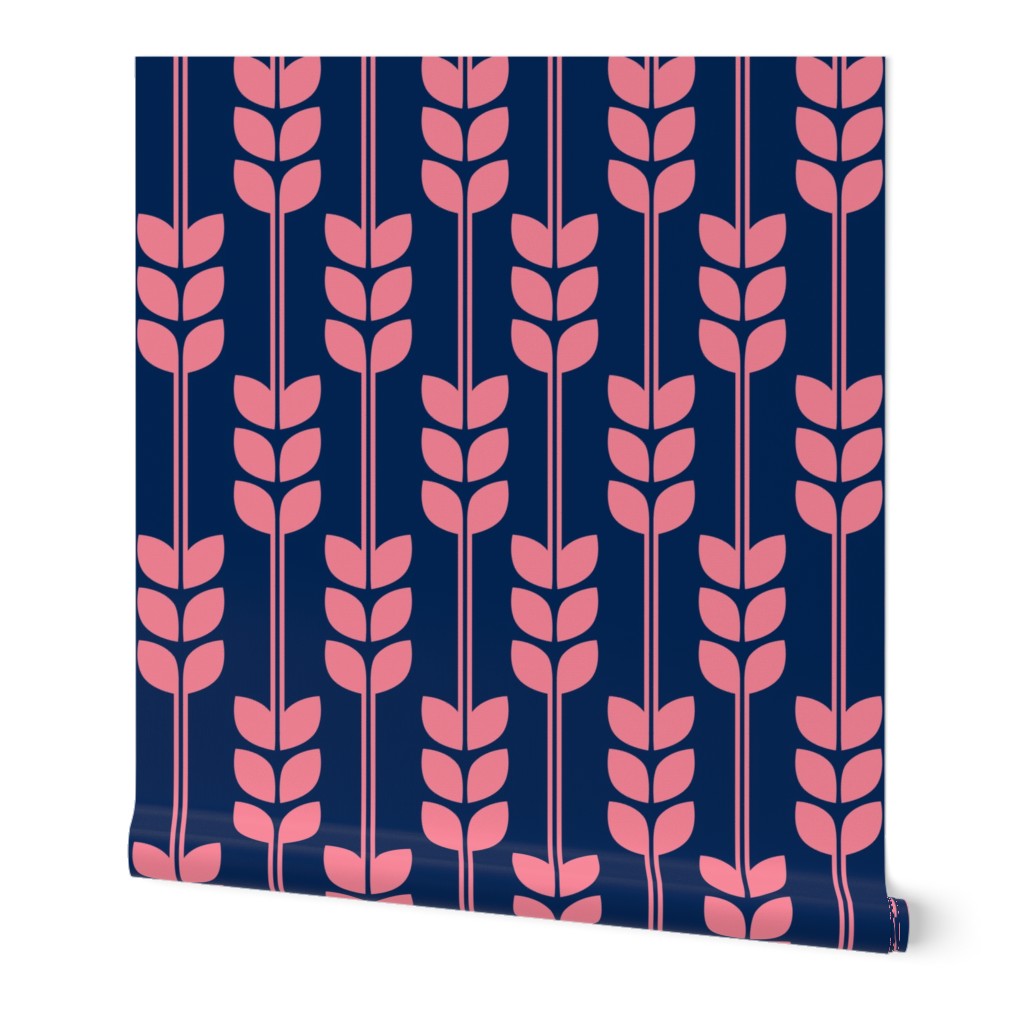 Wheat - Pink on Navy, Small