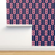 Wheat - Pink on Navy, Small