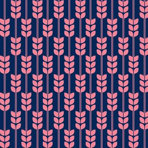 Wheat - Pink on Navy, Small