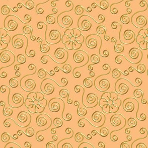 Fake Gold Hexagon Swirls on Peach