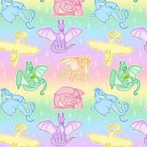 Pastel Rainbow Dragons