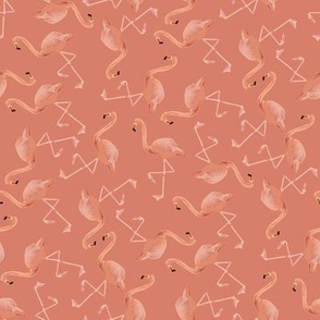 Scattered Flamingoes