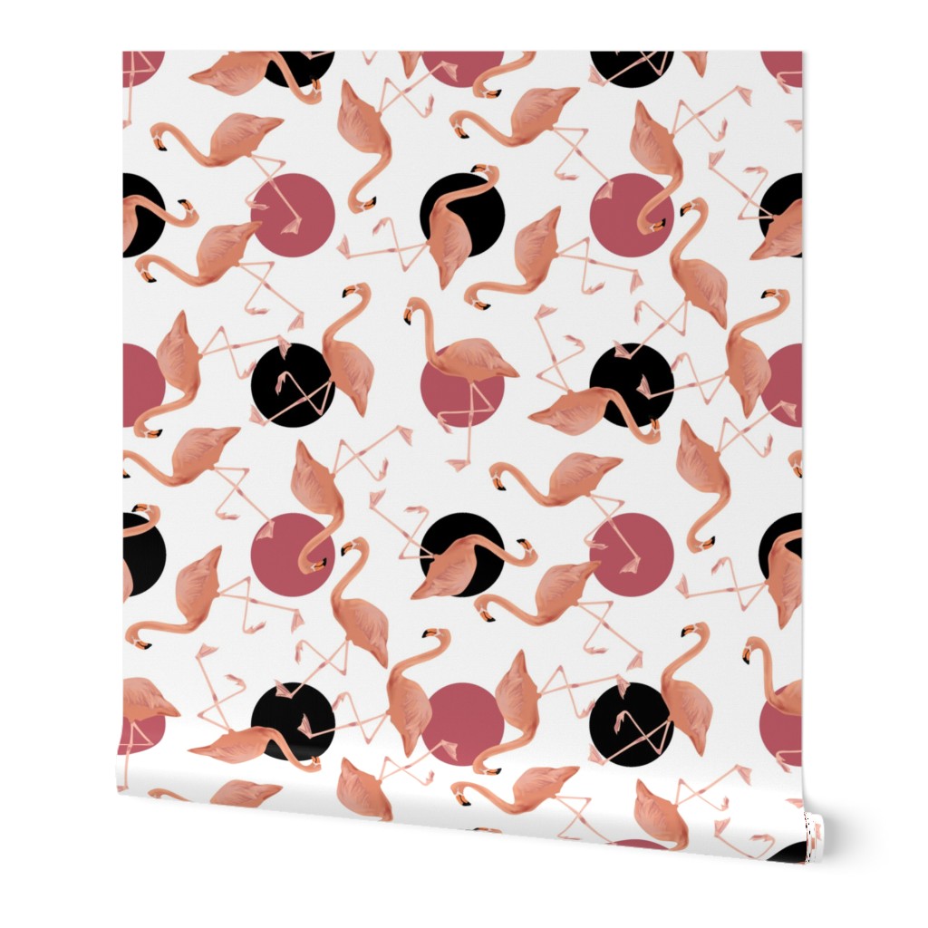 Flamingos on Polka Dots