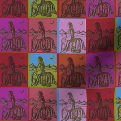 Native American Woman on Color squares