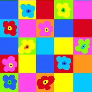 Op Art Floral Squares