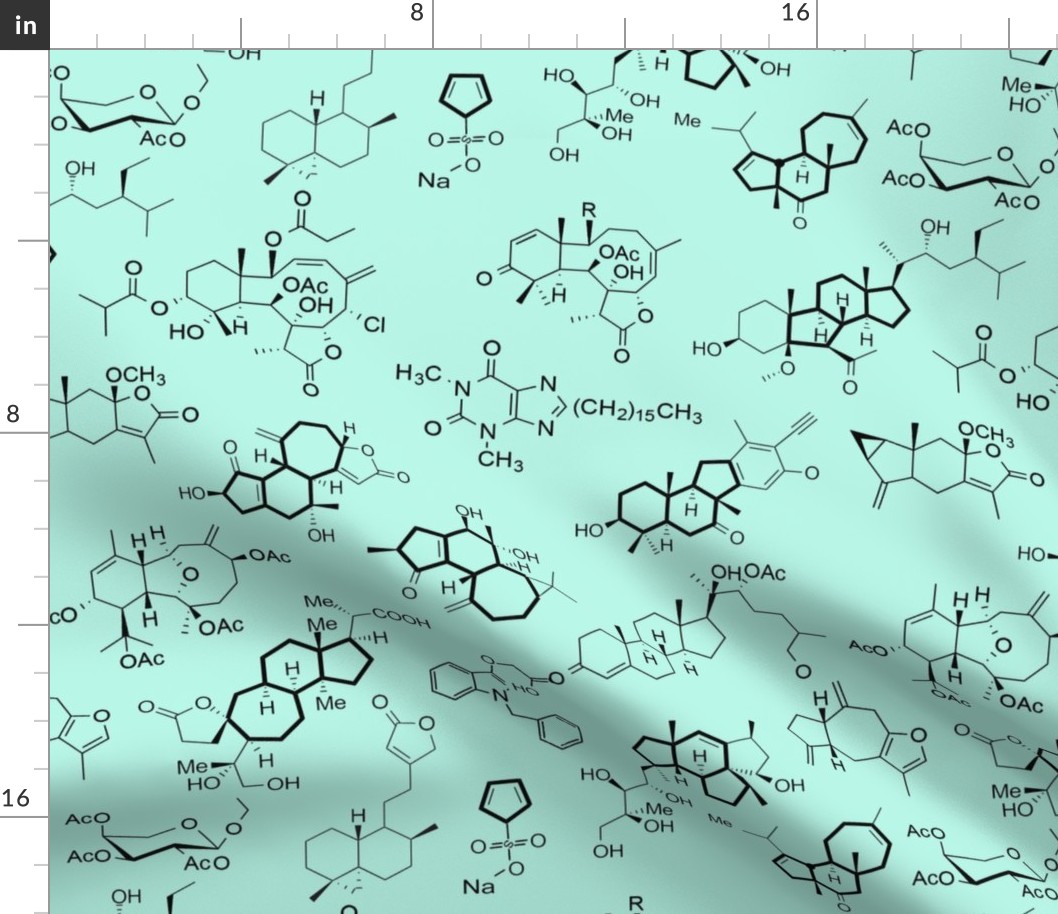 Eis, türkis, Wissenschaftler, Mikroskop, Moleküle, pädagogisch, Stengel,  Molekül, eisblau, nahtlos, chemisch, lehrreich, molekular Stoffe |  Spoonflower