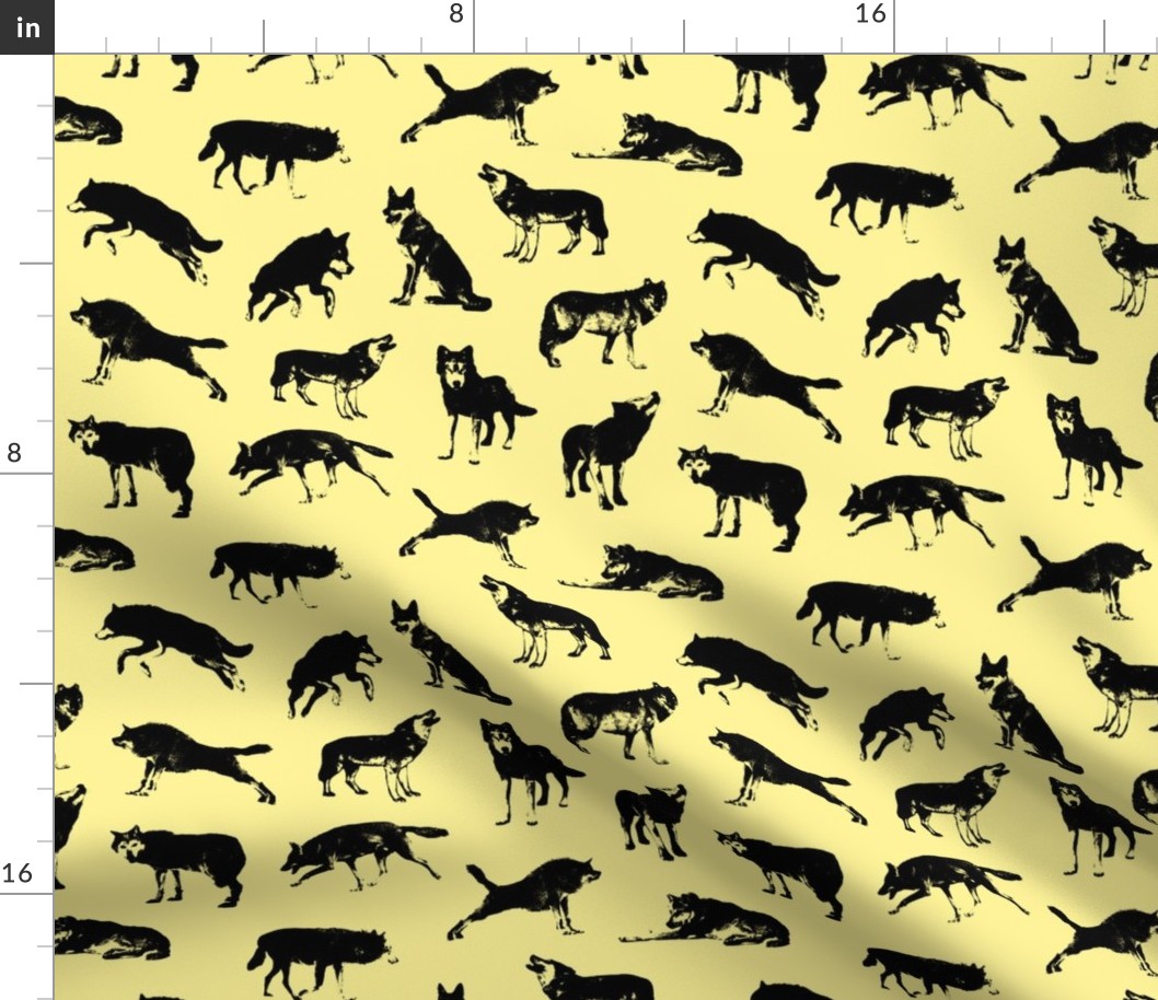 Wolves on Canary Yellow // Large-size