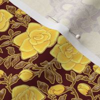 Outlined Retro Roses Yellow