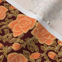 Outlined Retro Roses Coral