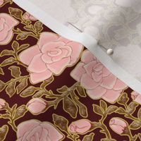 Outlined Retro Roses Pale Pink
