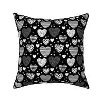 Cute hearts love and romantic wedding theme for kids and lovers valentine black and white