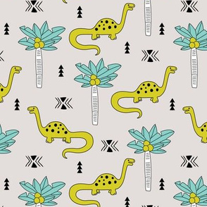 Super cute palm trees and dinosaurs illustration indian summer theme for kids mint lime