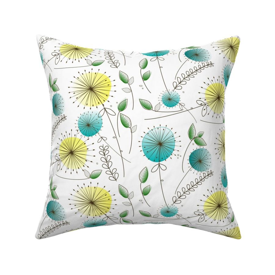 Mid-Century Dandelion Clocks Fabric | Spoonflower