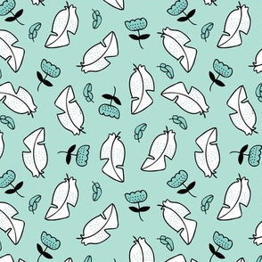Summer feathers and flowers illustration pastel scandinavian style theme spring summer girls mint blue