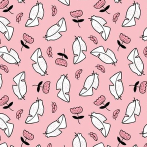 Summer feathers and flowers illustration pastel scandinavian style theme spring summer girls pink