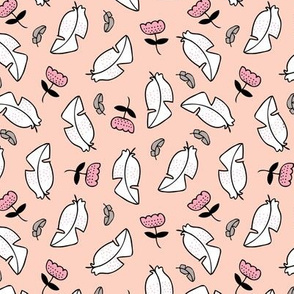 Summer feathers and flowers illustration pastel scandinavian style theme spring summer girls soft pink