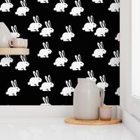 Sweet bunny rabbit kids pastel scandinavian style illustration print black and white