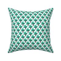 Trees in mint woodland retro scandinavian style spring