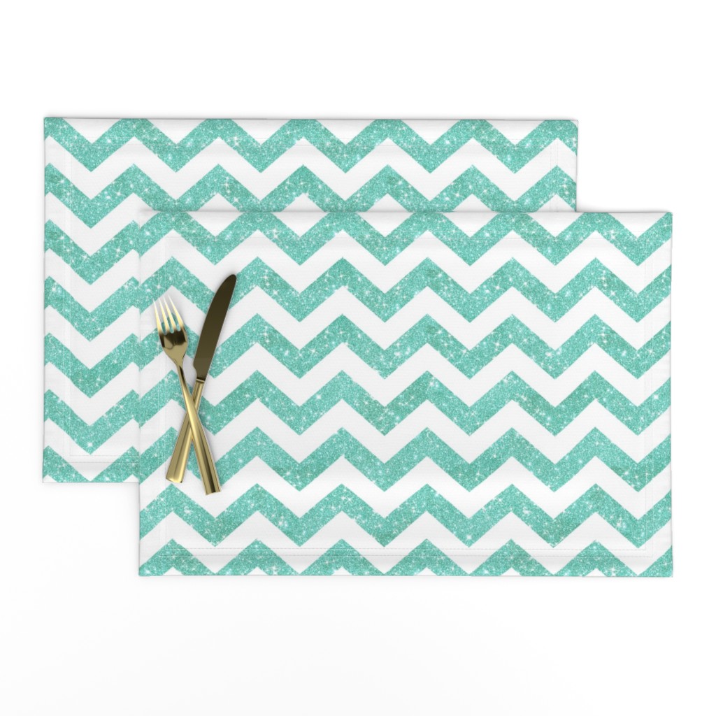 Glitter Chevron  Sky Blue