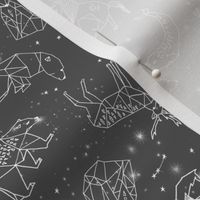 constellations // grey charcoal kids animals geometric origami stars night sky andrea lauren
