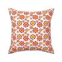 Mod pop funky Orange and lime daisies on white