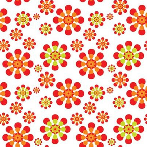 Mod pop funky Orange and lime daisies on white