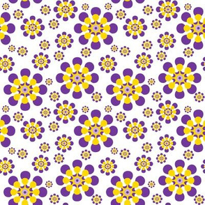 mod pop,  retro Purple and Yellow Daisies