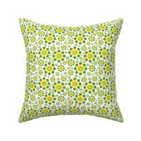 Mod pop, retro Green and yellow daisies