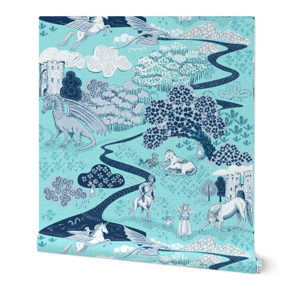 Mythical Creatures toile in Aqua