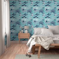 Mythical Creatures toile in Aqua