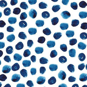 dots brushstrokes painterly indigo blue and white polka dot