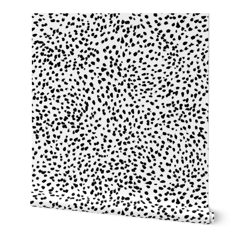 dalmatian print animal print brushstroke painterly dots abstract black and white 