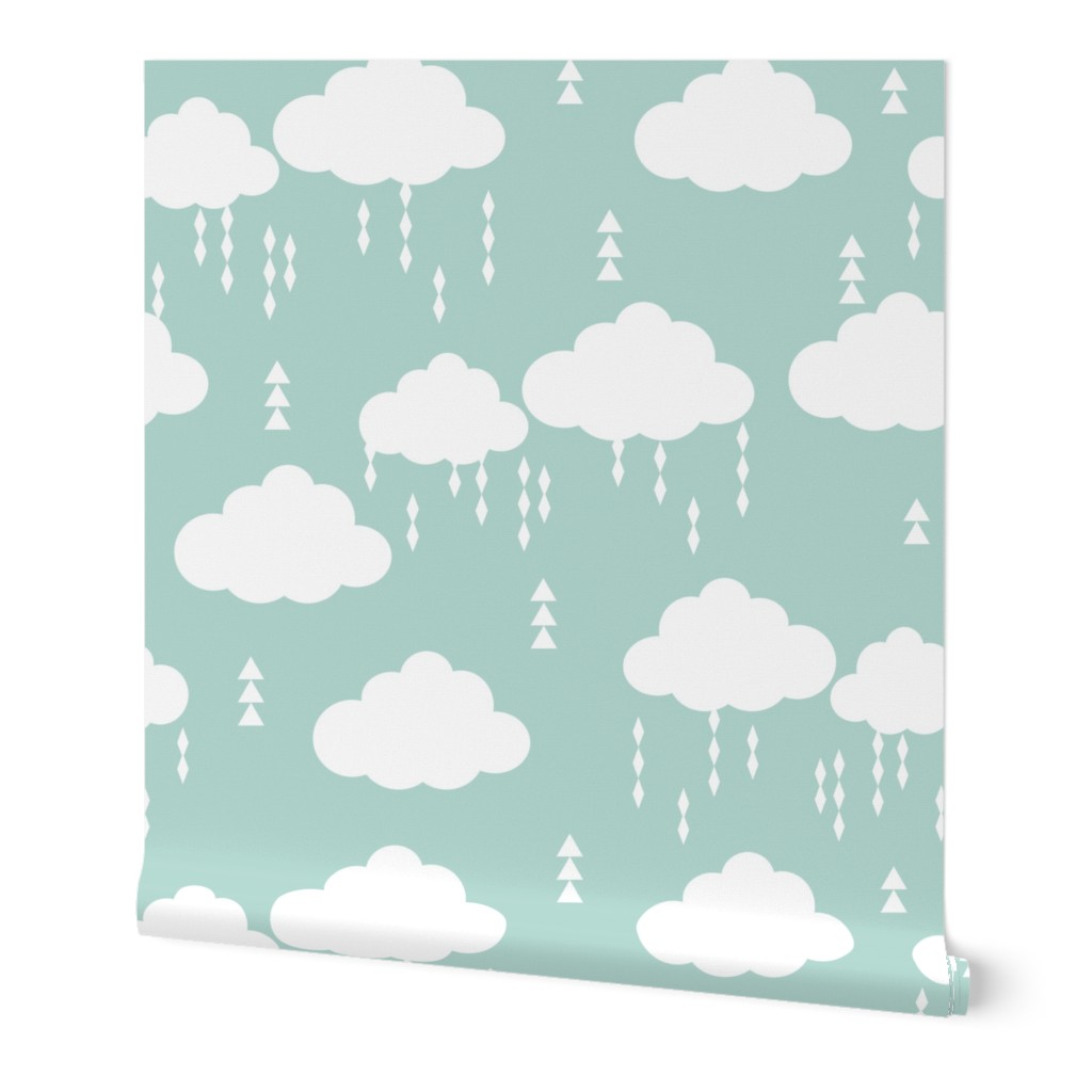 cloud clouds rain raincloud mint nursery baby kids 