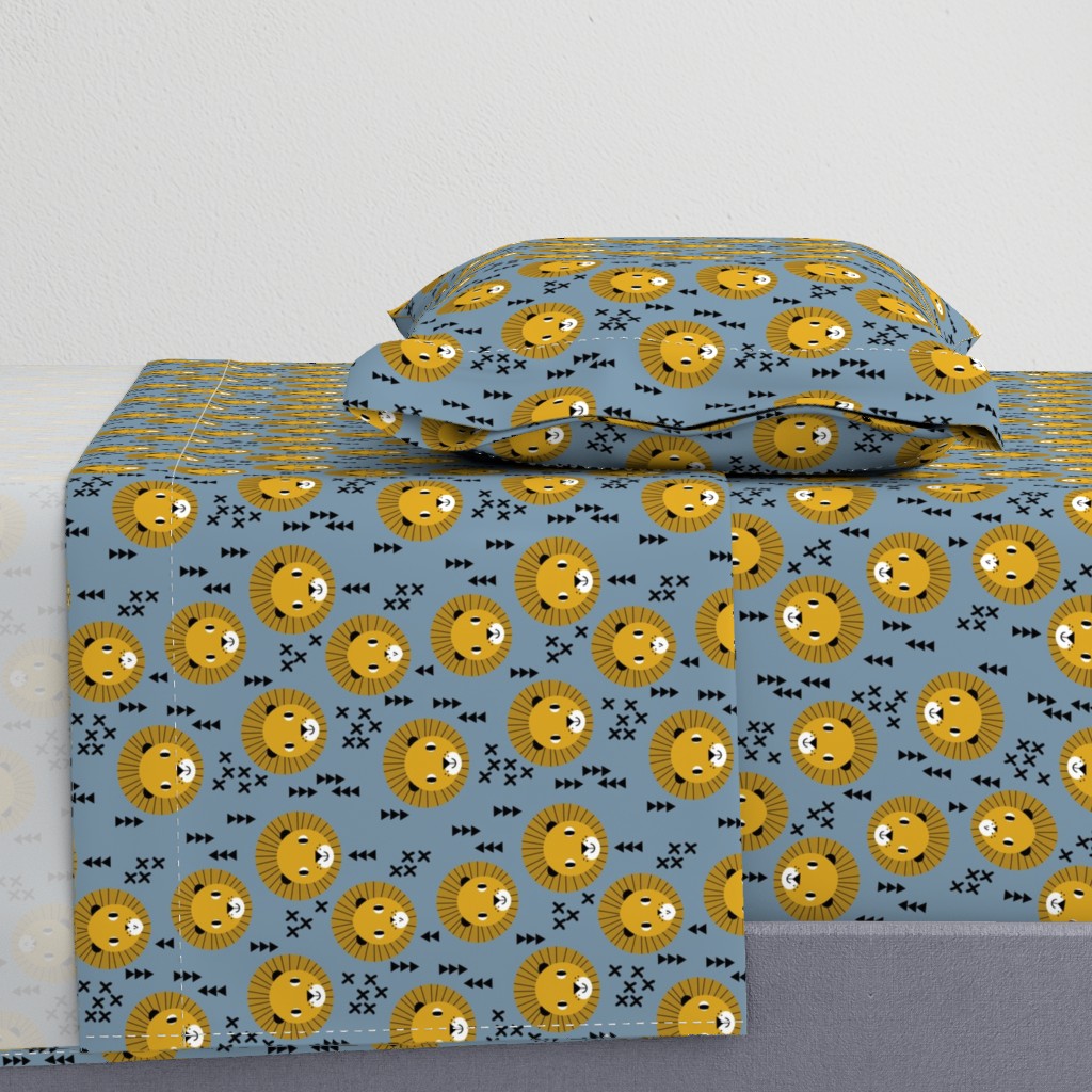 lion lions head lion kids nursery baby boy blue 