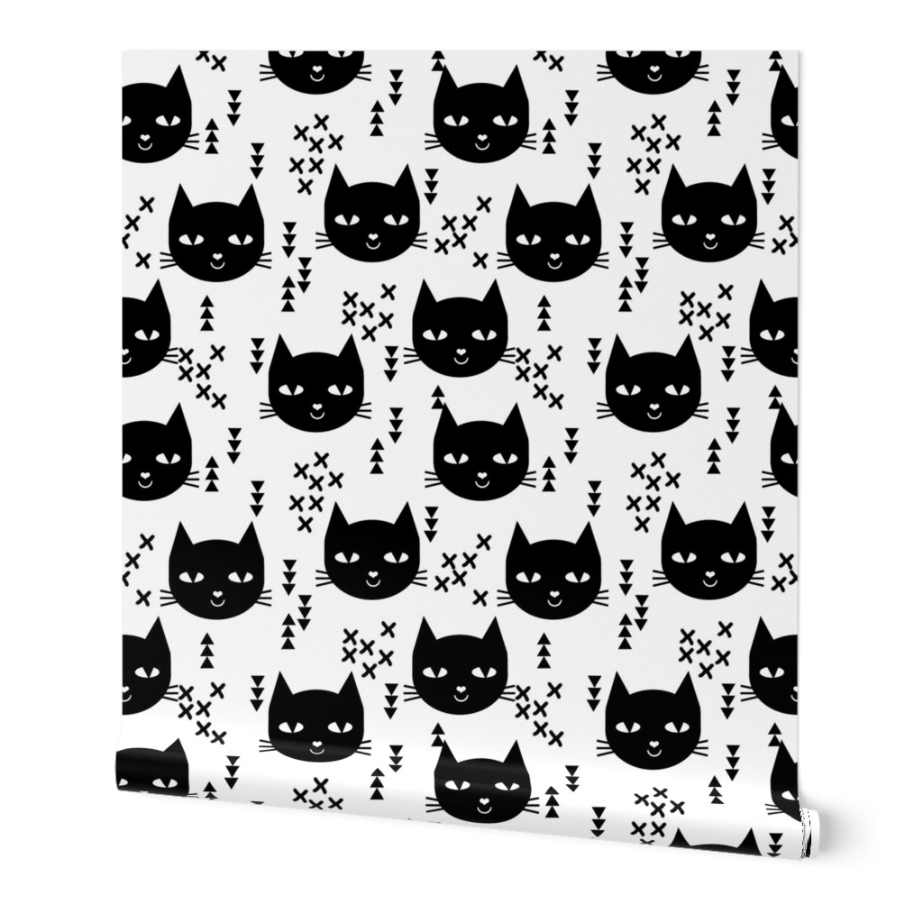 cat head black and white kids nursery baby girls sweet cat 