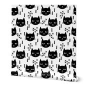 cat head black and white kids nursery baby girls sweet cat 