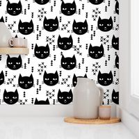 cat head black and white kids nursery baby girls sweet cat 