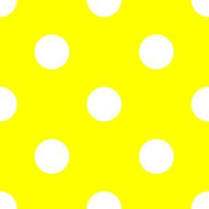 One Inch White Polka Dots on Yellow