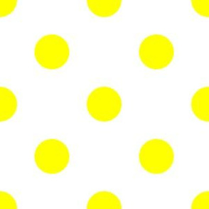 One Inch Yellow Polka Dots on White