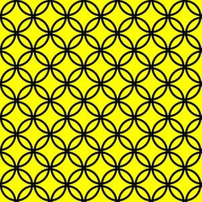 Black Overlapping Circles on Yellow