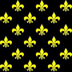 One Inch Yellow Fleur-de-lis on Black