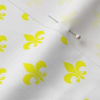 One Inch Yellow Fleur-de-lis on White