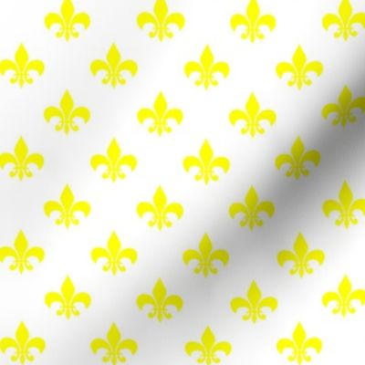 One Inch Yellow Fleur-de-lis on White