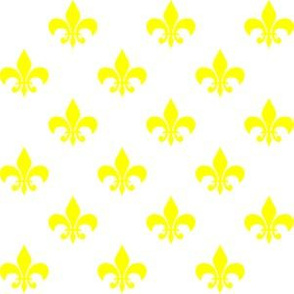 One Inch Yellow Fleur-de-lis on White