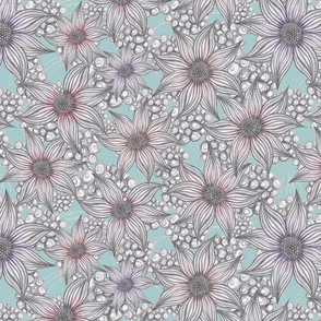 pastel pencil floral