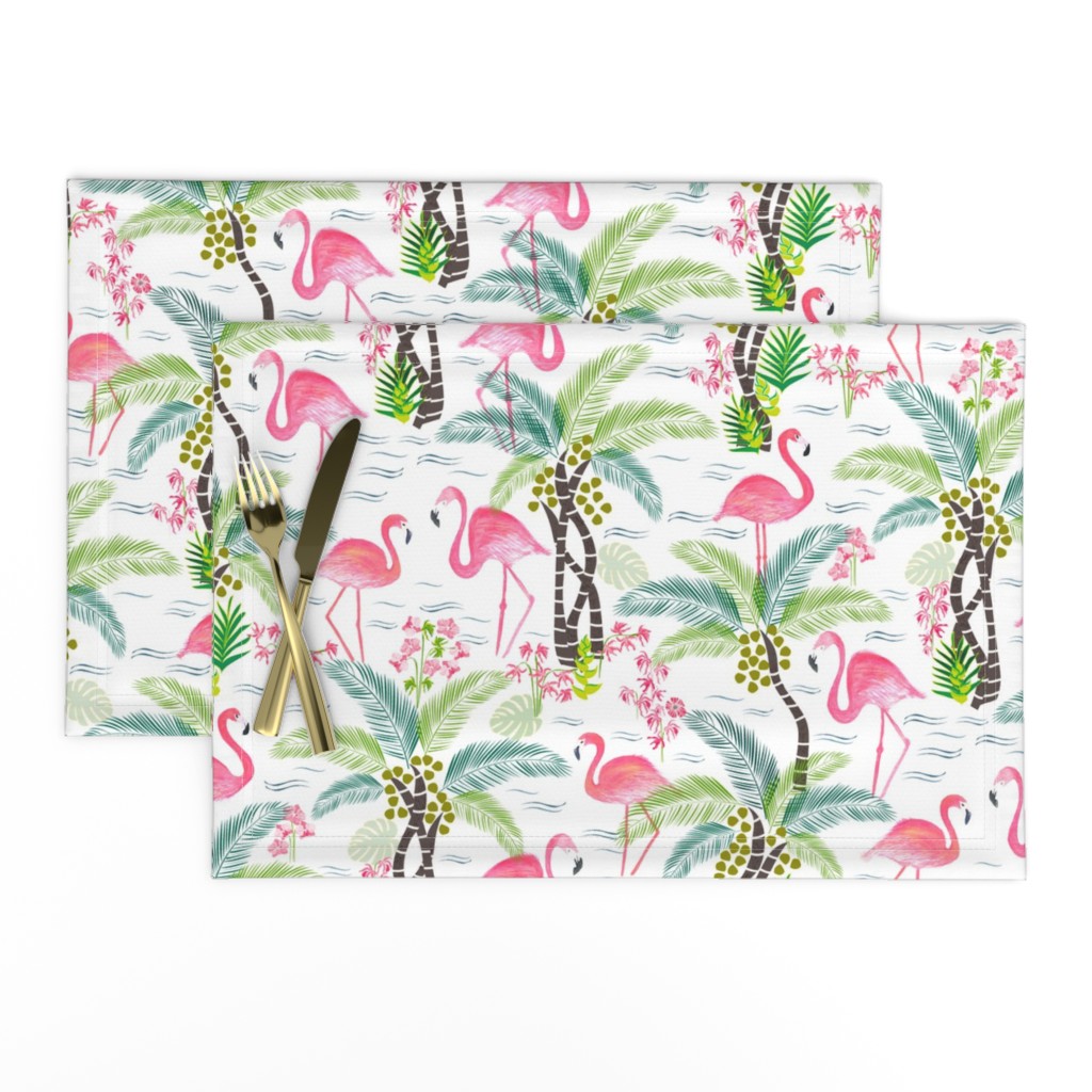 Watercolour Tropical Flamingoes