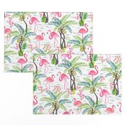 Watercolour Tropical Flamingoes