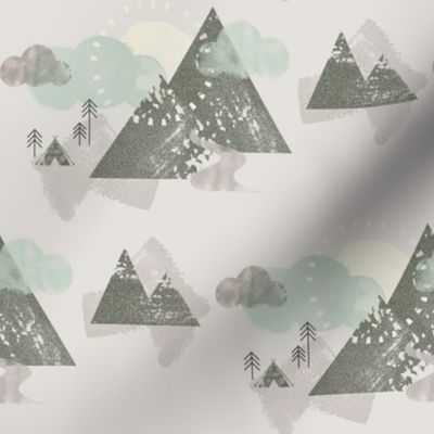 Watercolour Mountain Camp Cloud
