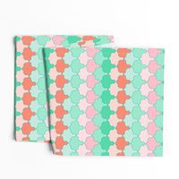 Mint, Aqua and Coral Quatrefoil SoBe Scallops