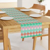 Mint, Aqua and Coral Quatrefoil SoBe Scallops